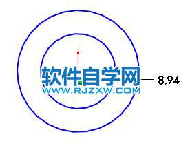 solidworks怎么在同心圓之間生成尺寸并顯示延伸線