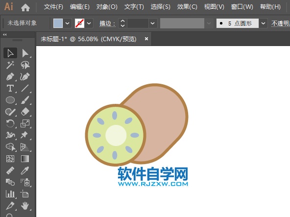 ai怎么畫獼猴桃水果圖標(biāo)