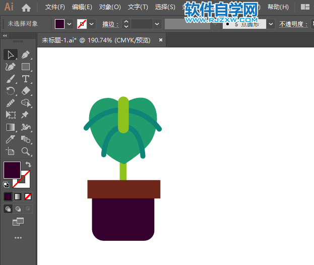ai怎么畫(huà)紅掌盆栽圖標(biāo)