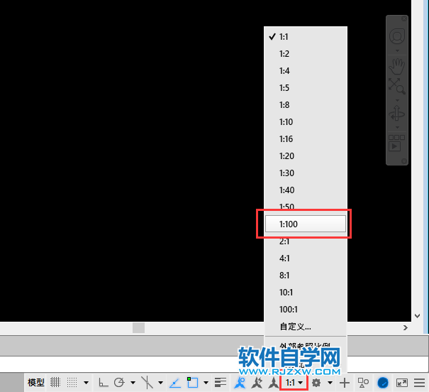 CAD怎么設置當前視圖的注釋比例1：100
