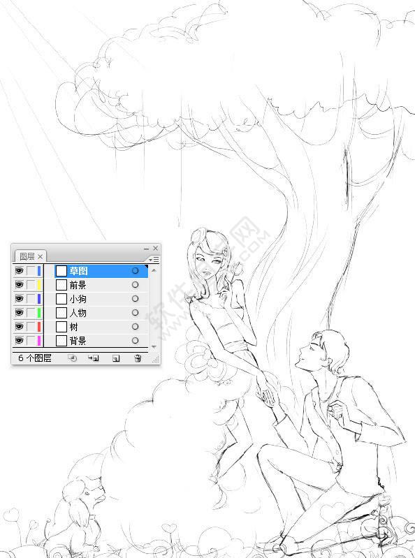 AI怎么繪制愛情插畫教程