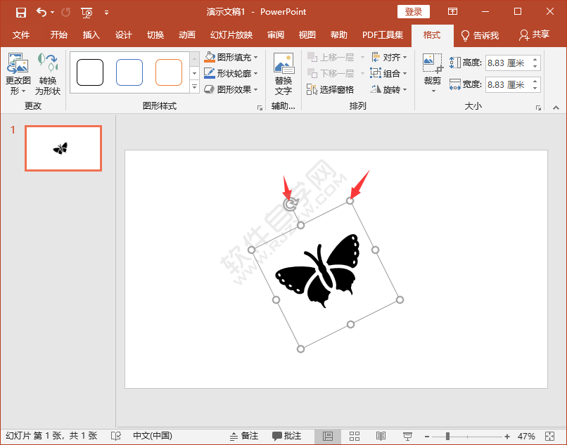 PPT中怎么插入蝴蝶圖標