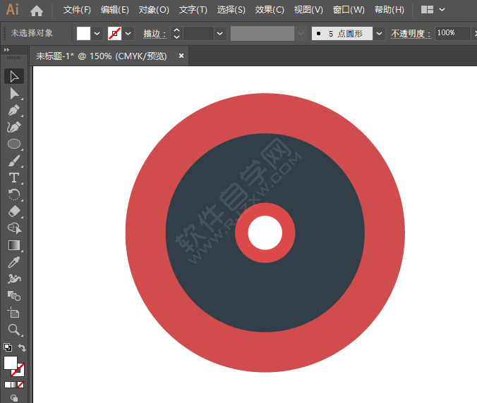ai畫一個光盤音樂圖標的方法