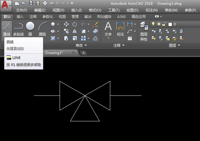CAD三通閥圖例的畫法