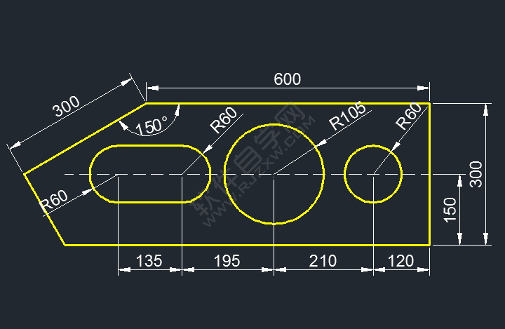 怎么用CAD直線與圓畫圖練習
