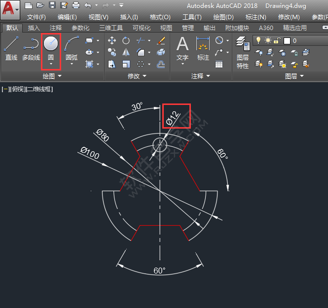 通過CAD環形陣列畫圖練習