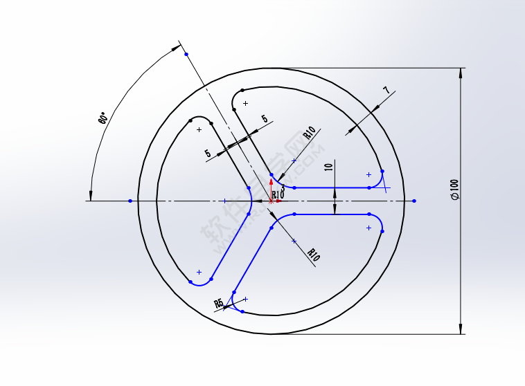 solidworks繪制三角輪子零件的方法