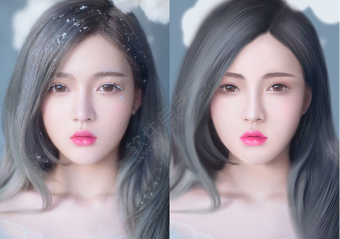 PS臨摹長發女生頭像的方法