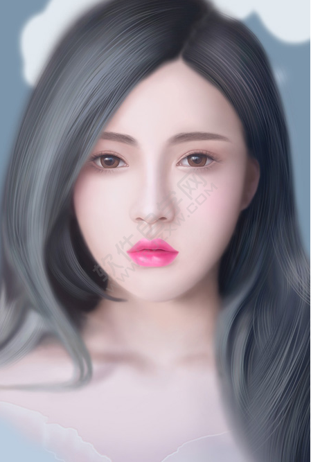 PS臨摹長發女生頭像的方法