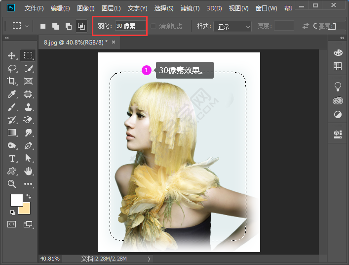 ps設置選區羽化的方法
