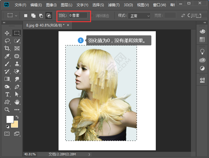 ps設置選區羽化的方法