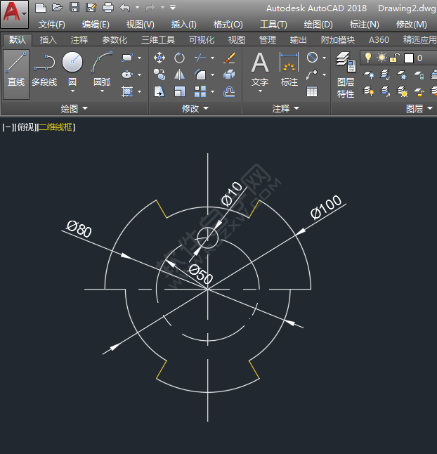 CAD使用修剪與環(huán)形陣列畫圖練習(xí)