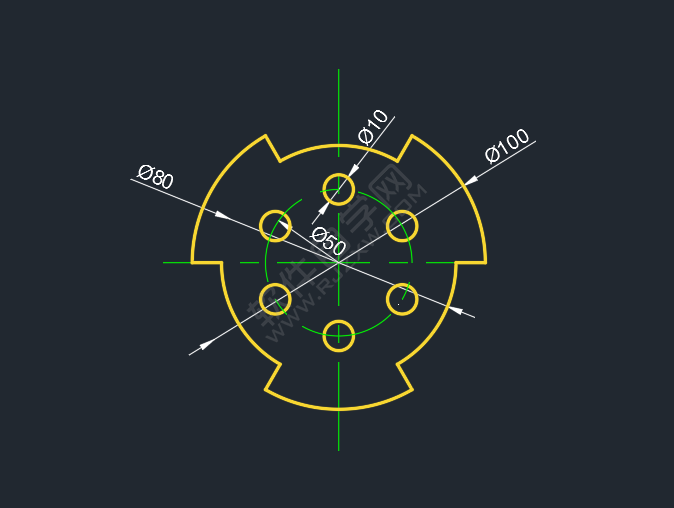CAD使用修剪與環(huán)形陣列畫圖練習(xí)