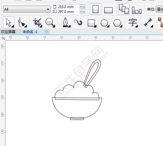 CDR繪制一碗卡通飯