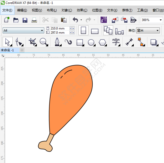 CDR畫一個(gè)卡通雞腿
