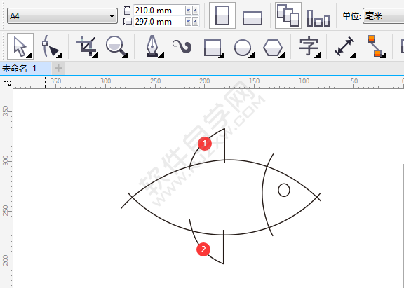 CDR畫一條小魚卡通圖