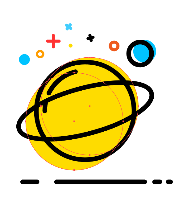 AI怎么繪制萌萌噠MBE風(fēng)格的星球圖標(biāo)