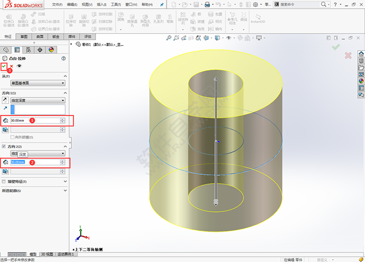 solidworks怎么把圓柱從中間挖空