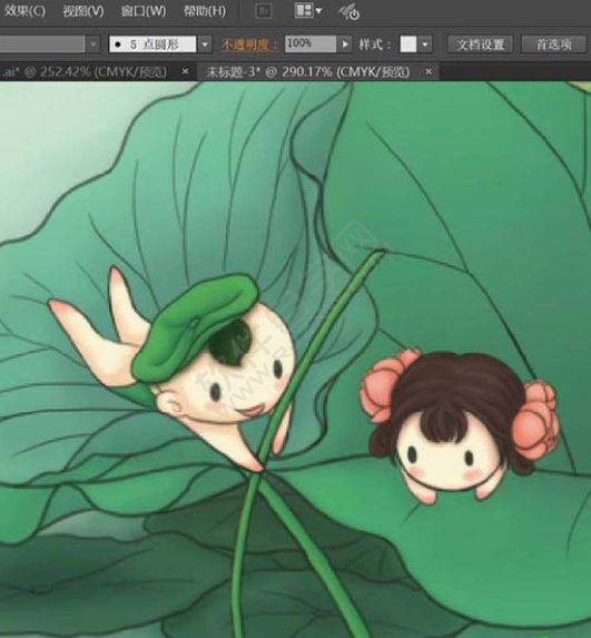 ai怎么設計豎屏的荷塘素材