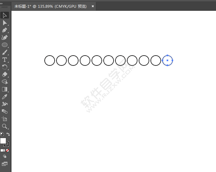 在AI中怎么做一排圓
