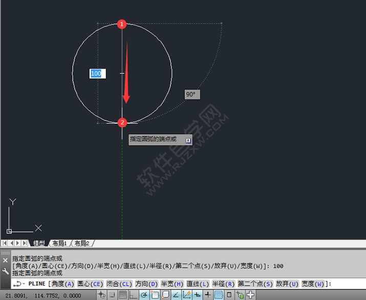 在CAD中怎么用多段線畫(huà)圓
