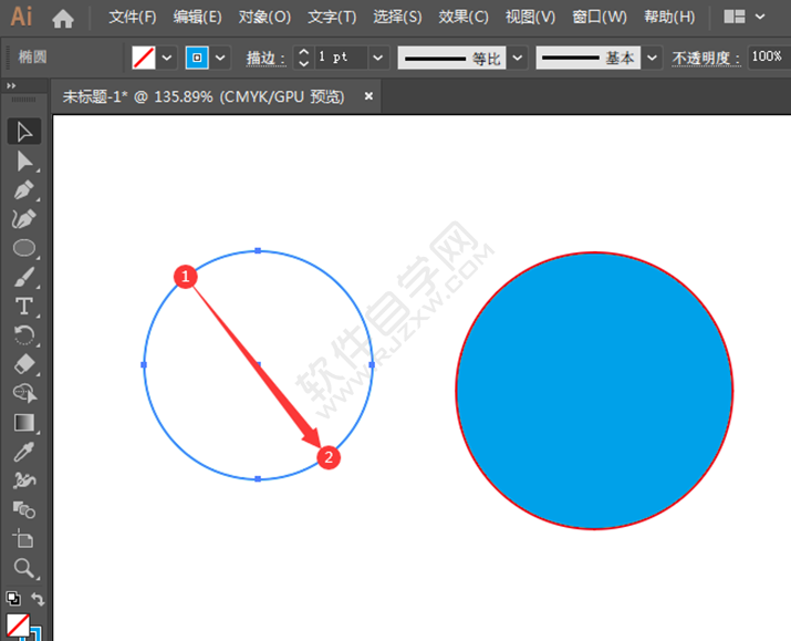 ai怎么畫藍(lán)色的圓