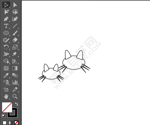 ai繪制兩個小貓示愛剪影圖案