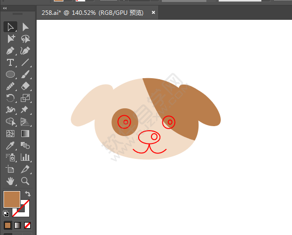 ai怎么畫小狗頭像