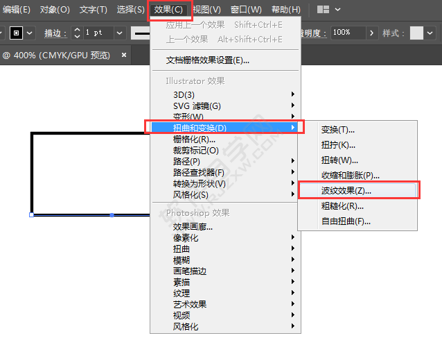 ai畫一邊有波浪線的長方形