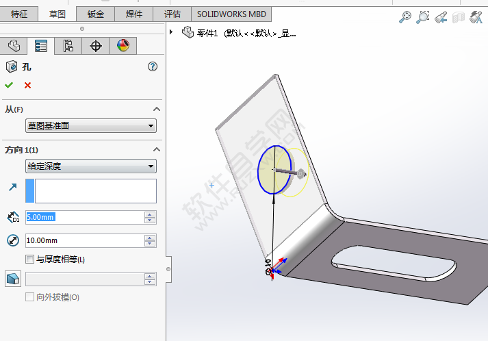 solidworks鈑金怎么加簡單直孔
