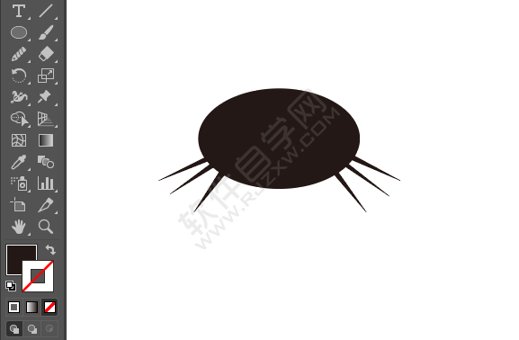 ai繪制坐立的貓剪影效果