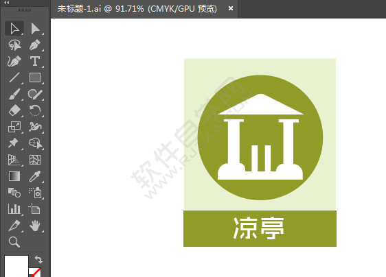 ai繪制涼亭標識的方法