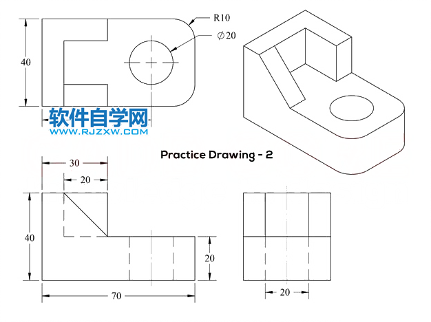 CAD倒角差集實(shí)體練習(xí)