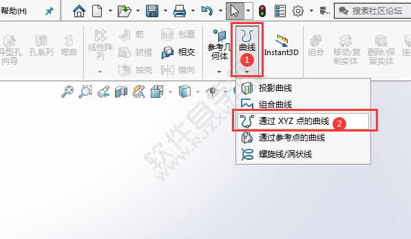solidworks怎么通過XYZ點(diǎn)的曲線畫曲線