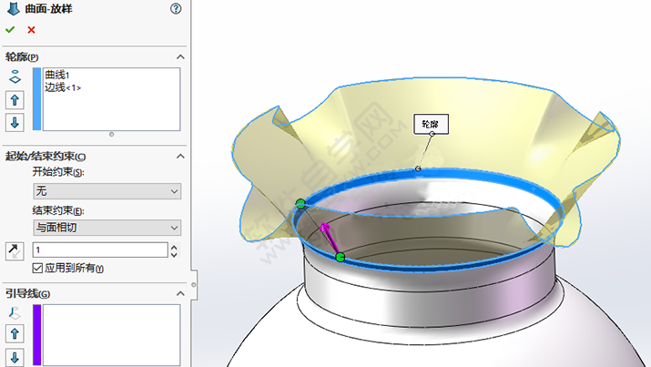 SolidWorks曲面練習花瓶零件的做題步驟