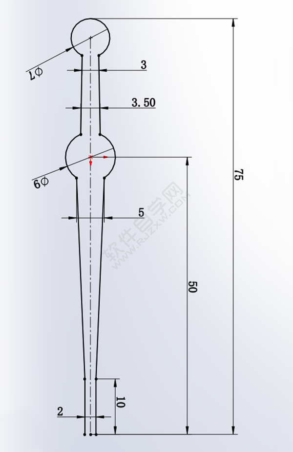 用SolidWorks畫一個夾子，用曲面的方法。