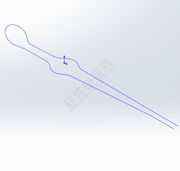 用SolidWorks畫一個夾子，用投影曲線來創建。