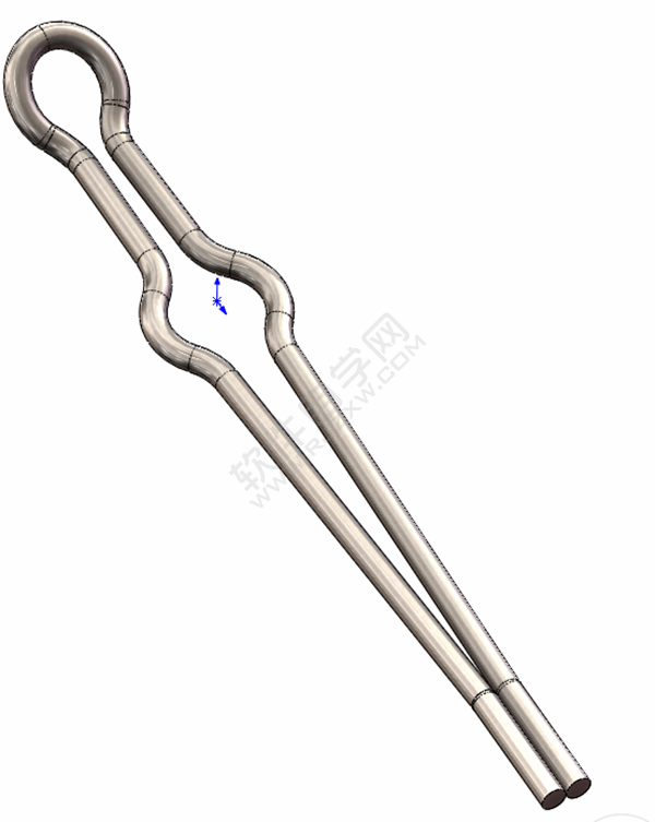 用SolidWorks畫一個夾子，用投影曲線來創建。