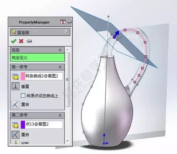 SolidWorks建模練習：用放樣、掃描特征做的克萊因瓶子