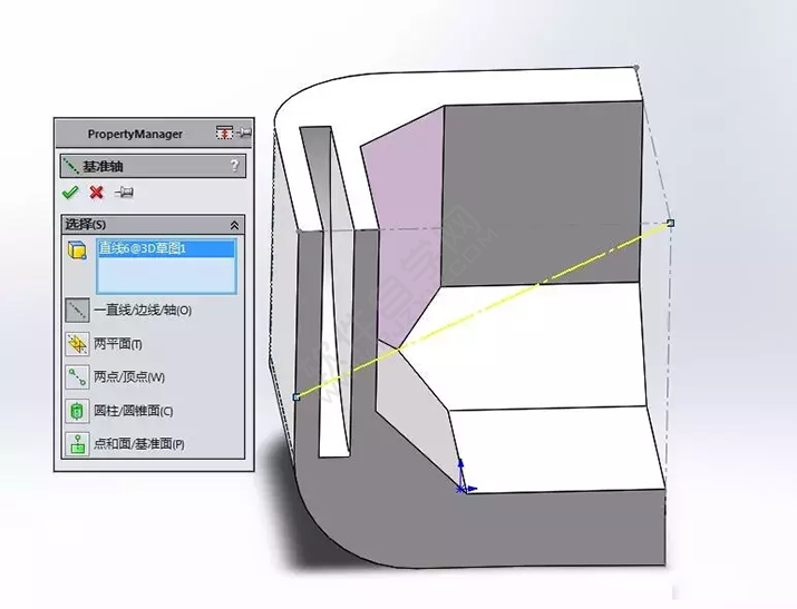 SolidWorks建模3D13-H01拉伸、圓角、倒角、基準軸、鏡像