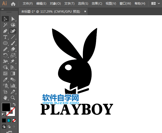 花花公子標志LOGO用AI三步完成的方法