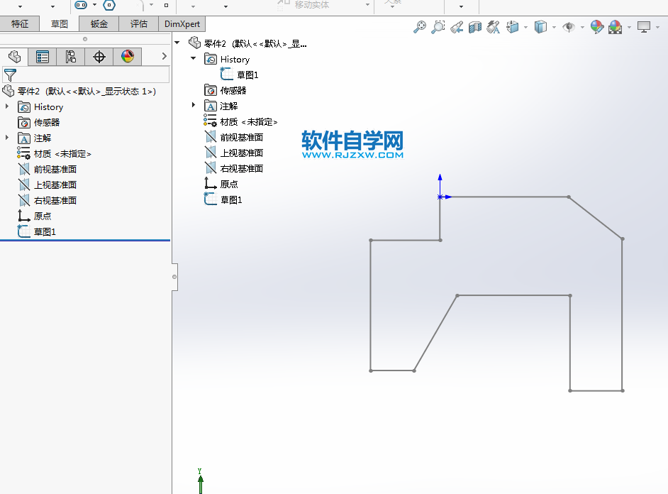 SOLIDWORKS修改角度完成草圖繪制