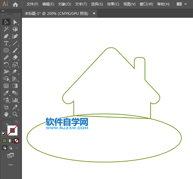 ai怎么畫綠色小屋圖標