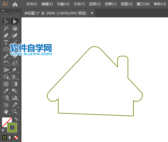 ai怎么畫綠色小屋圖標
