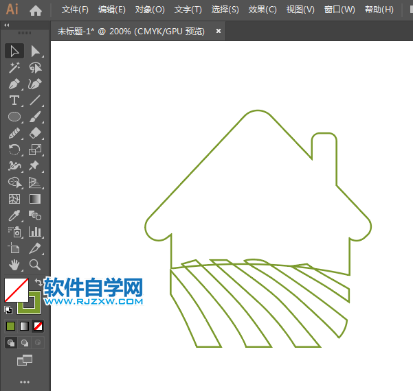 ai怎么畫綠色小屋圖標