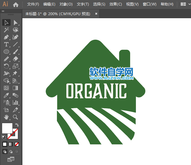 ai怎么畫綠色小屋圖標