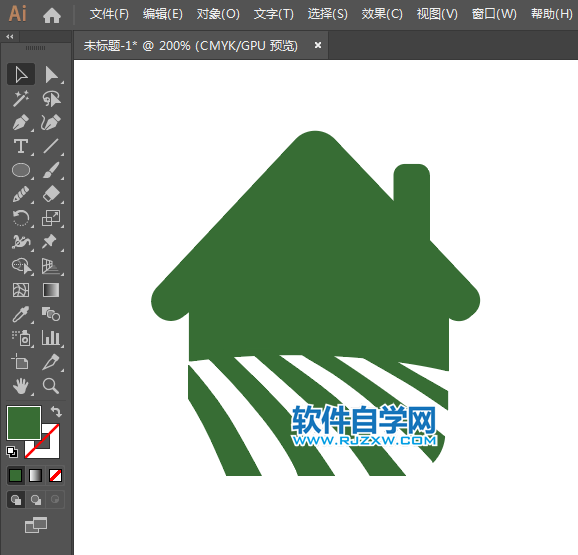 ai怎么畫綠色小屋圖標