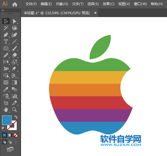 ai怎么畫七色蘋果圖標(biāo)