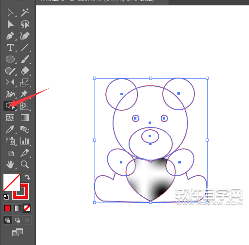 ai怎么畫抱愛心的小熊