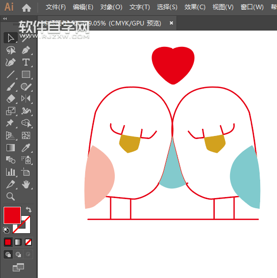 ai怎么畫(huà)一對(duì)愛(ài)心小鳥(niǎo)